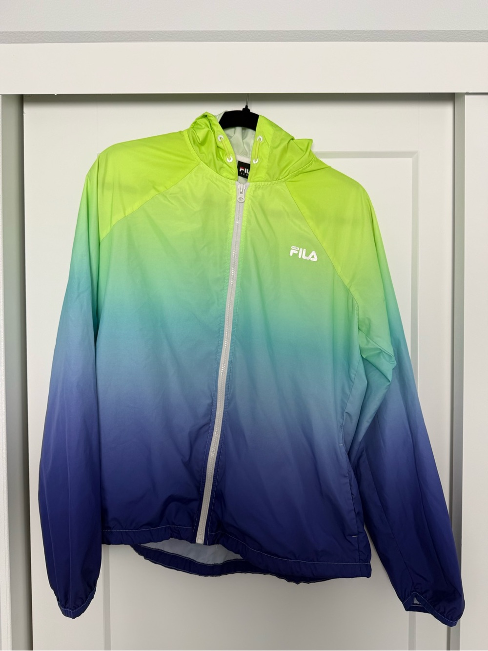 FILA Men’s Lime to Navy Ombre Hooded Windbreaker